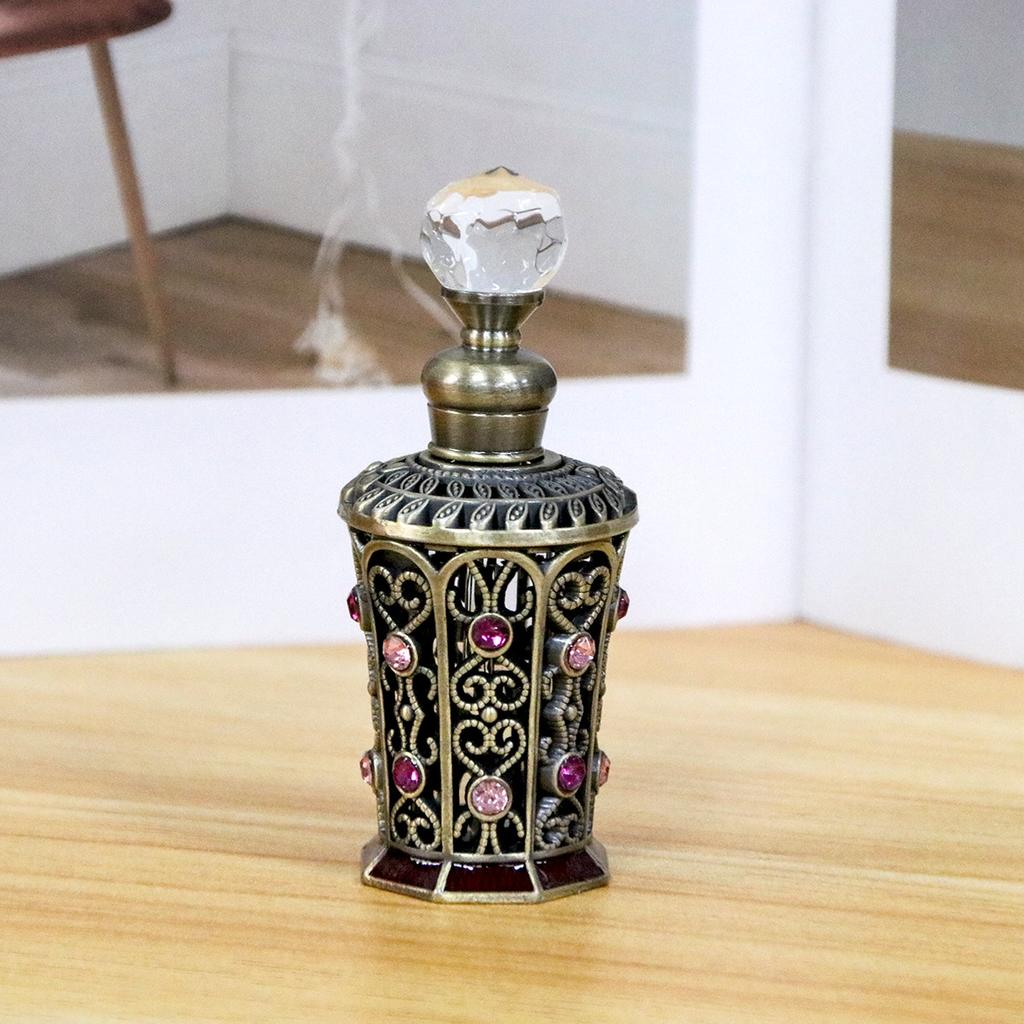 10ml Glass Roll-on Perfume Bottle, Dubai Style Enamel Embroidery with Rhinestone, Essential Oil Container
