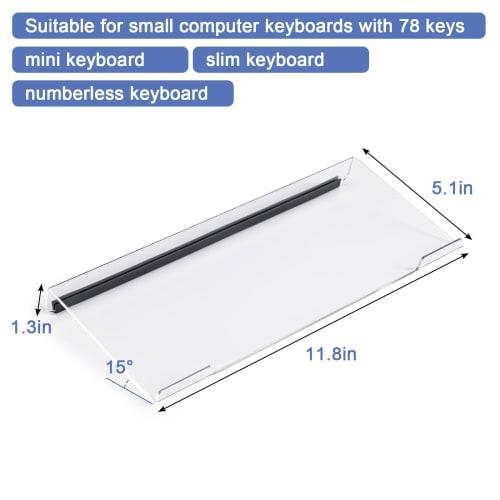 BOOMIBOO Clear Acrylic Tilted Computer Keyboard Holder for Ergonomic Typing, Keyboard Stand with Silicone Anti-Slip Strips, 11.8 x 5.1 Inch Keyboard T