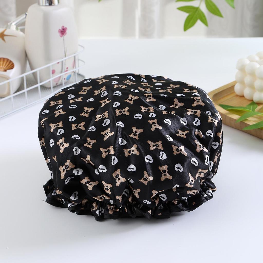 Double-Layer Waterproof Adult Bath & Hair Cap - Makeup, Kitchen, Anti-Oil, Thickened; Customizable Logo