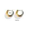 New Glossy Stainelss Steel Gold Silver Color Geometric Hoop Earrings Woman Man Heart Star Oval Round Punk Hip-hop Huggie Jewelry
