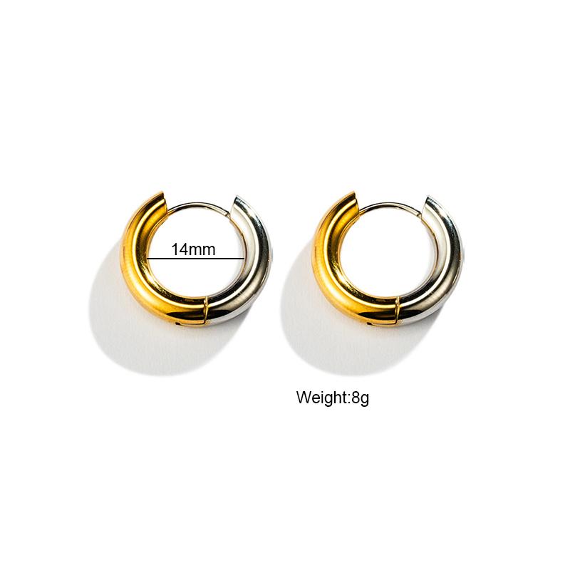 New Glossy Stainelss Steel Gold Silver Color Geometric Hoop Earrings Woman Man Heart Star Oval Round Punk Hip-hop Huggie Jewelry