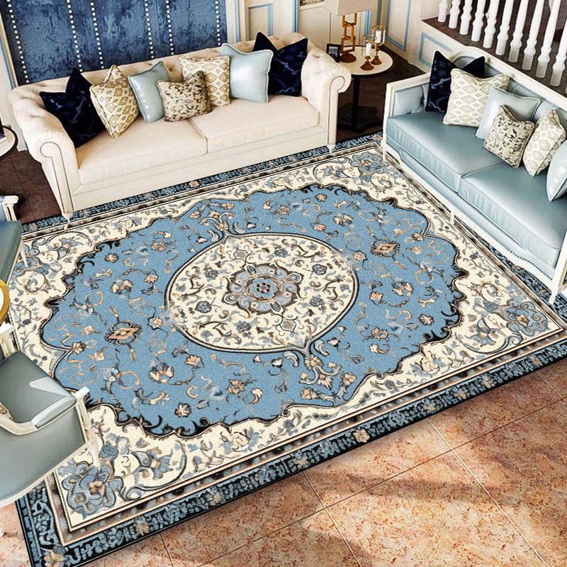American Style Blue Persia Carpet Living Room Decoration Sofa Table Area Rugs Easy Clean Bedroom Cloakroom Floor Mat Non-slip