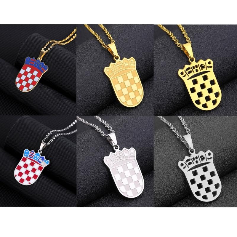 Croatia Map Pendant Necklace Fashionable Croatian Flag Neckchains Adjustable Ethnic Collarbone Chains Couple Jewelry