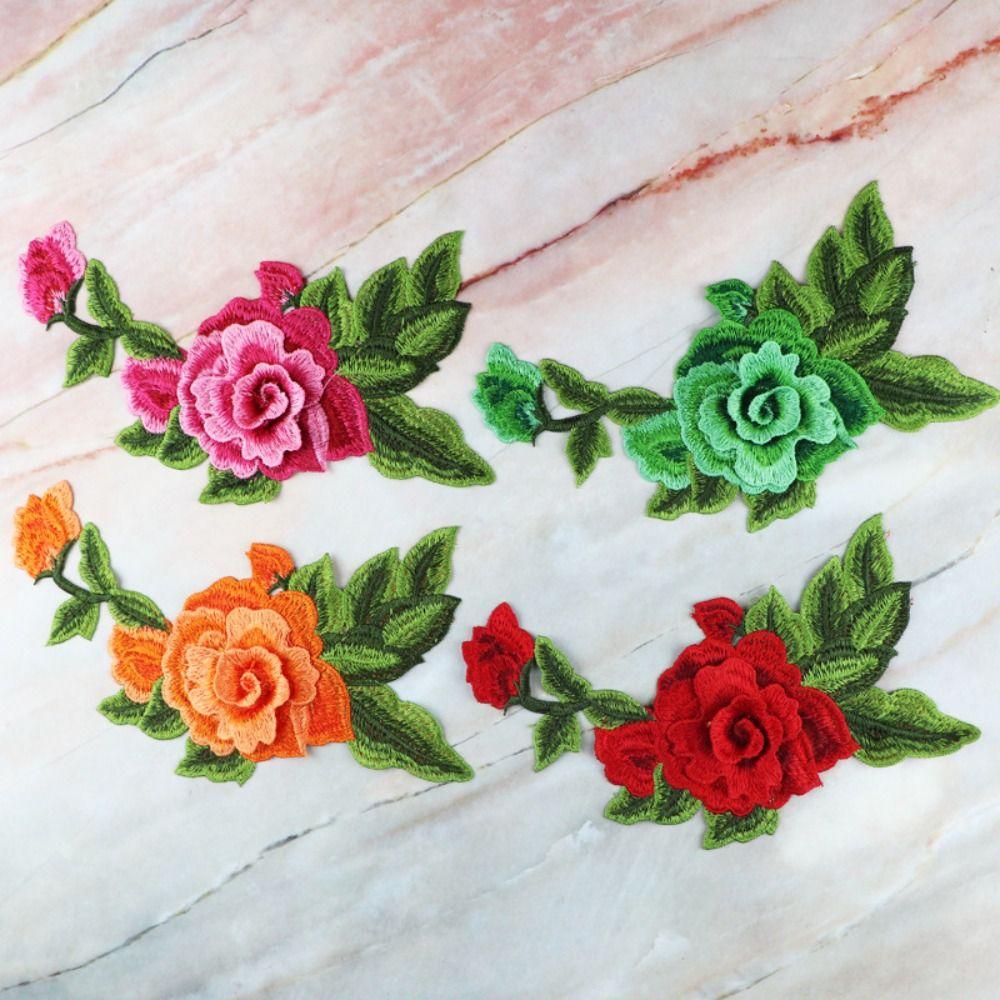 Polyester Fiber Embroidery Peony Patch 22*14CM DIY Handmade Embroidery Floral Applique Clothing Accessories