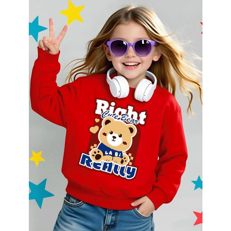 Kids Sweatshirt ,Adorable Bear-Themed Sweatshirt , Featuring a Crew Neck Design Perfect for Fall And Winter,Oversized Kids Sweatshirt 110