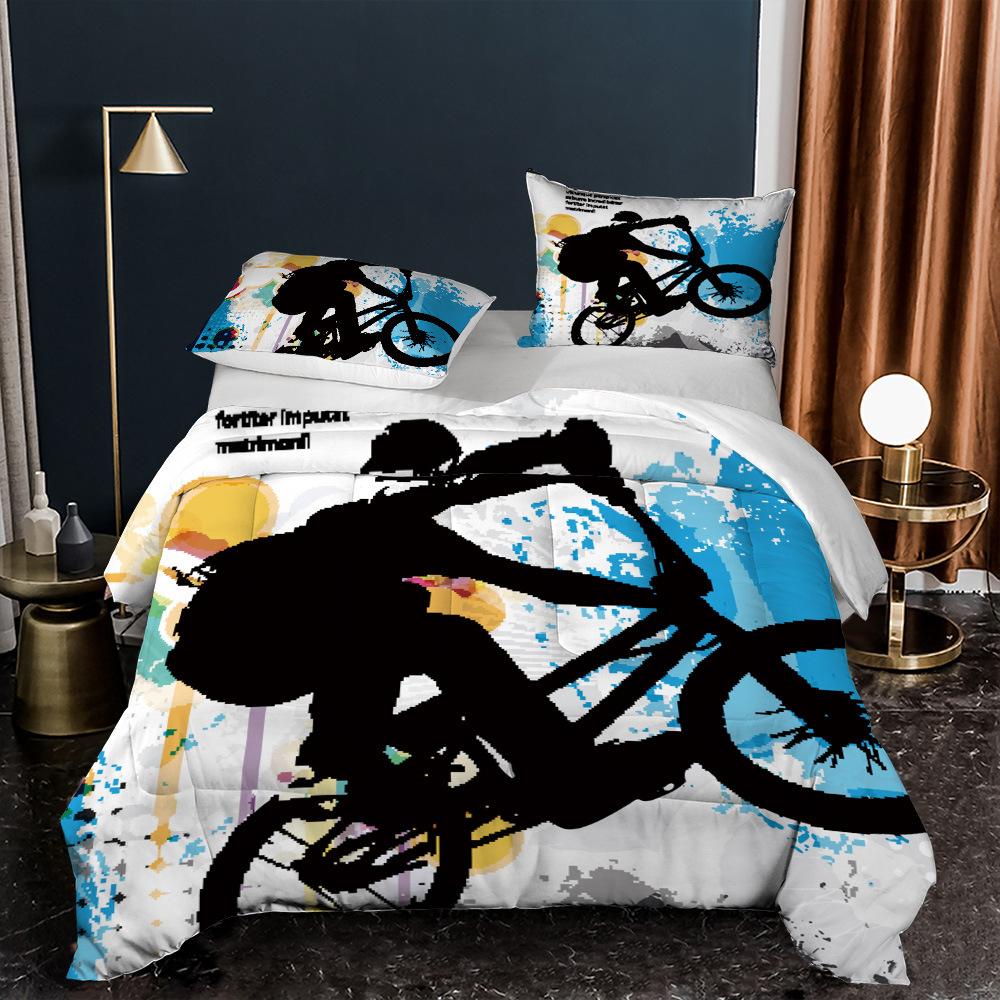 Kemila 3D Soft Duvet Cover Pillowcase Young People's Moto Double Bed Set Bedding Bed Linen