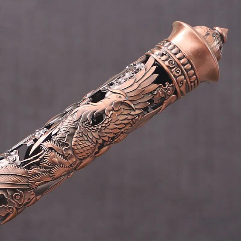 Retro Vertikaler Räuchergefäß Buddha Drachen Phönix Stil Säule Metall Räucherstäbchenhalter Heim Büro Räuchergefäß Dekoration