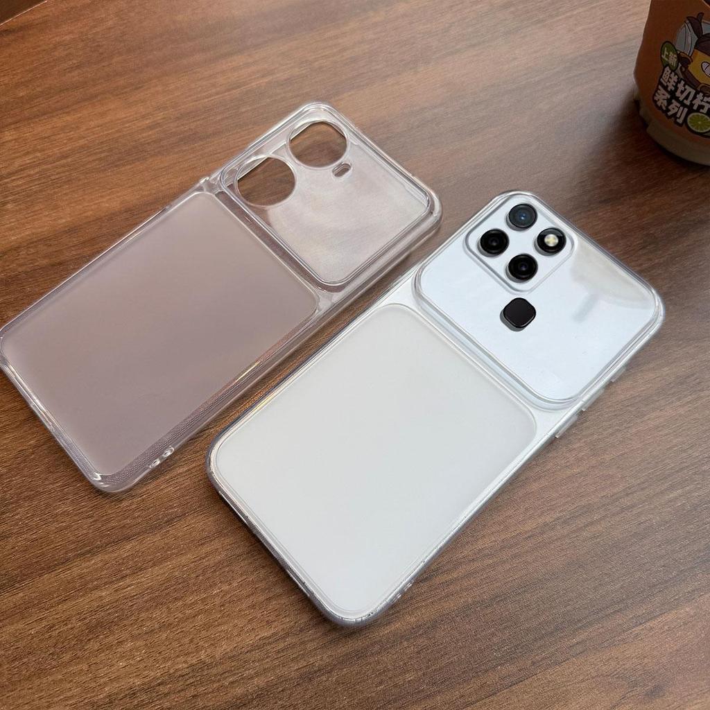 Split Dual Panel Matte Clear Case for infinix SMART 6 Plus Large Independent Camera Window Anti-Yellow Shockproof Protective Cover