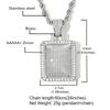 Explosive Copper Inlaid Zircon Full Diamond Military Brand Necklace, European and American Hip-hop Square Hanging Tag, Men's Trendy Accessory