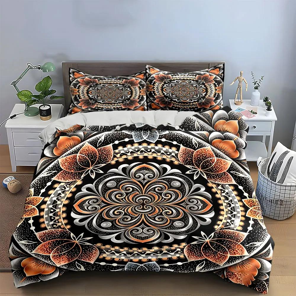 Floral Mandala Three-Piece Set Decor Soft Comfortable Duvet Cover Bedding Set Included 1*Duvet Cover & 2*Pillowcases gift