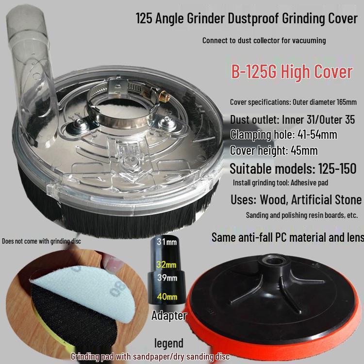 Bobang 125 Dust Collection Cover for 5-Inch Angle Grinder and Stone Polisher