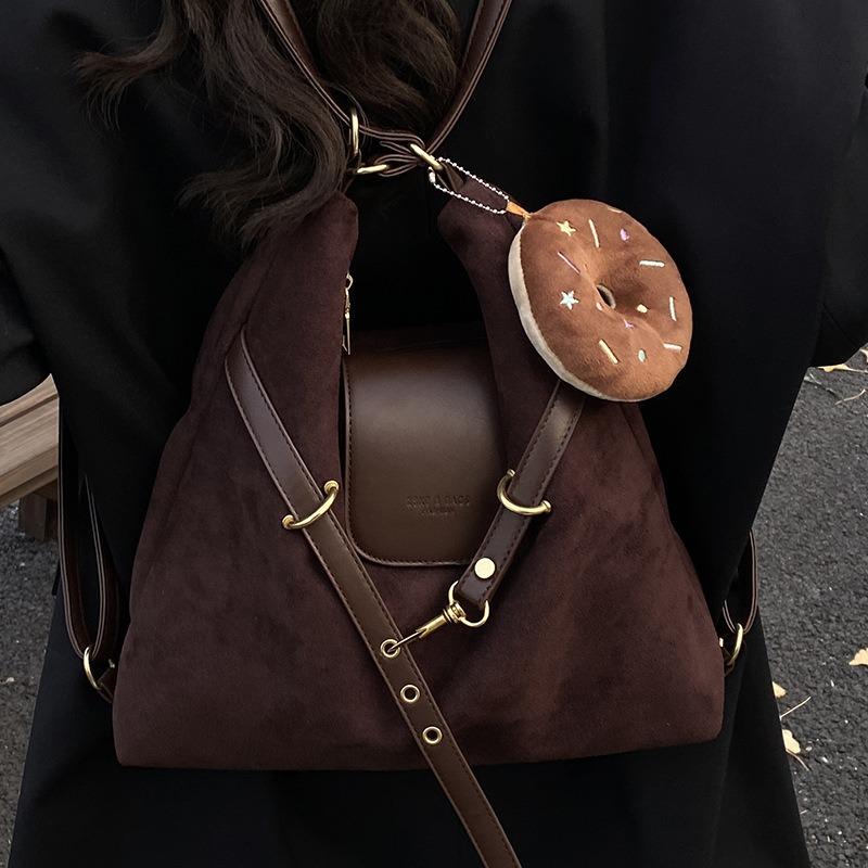 Großes Fassungsvermögen Wildleder Rucksack Damen Herbst Neue Mode Pendeln Einfach Mode Umhängetasche Tragetasche Damen