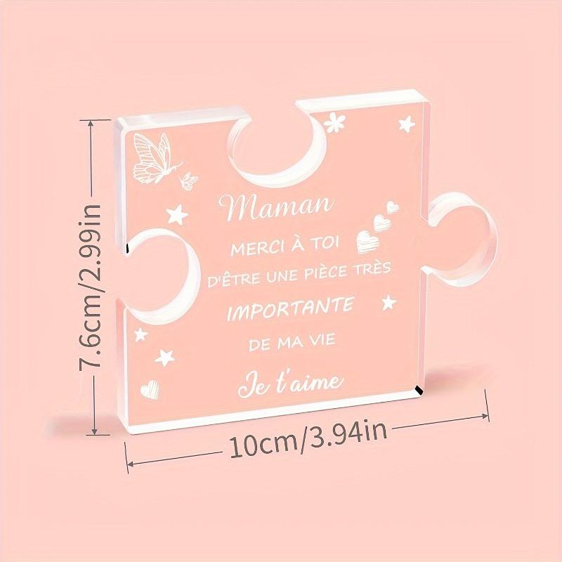 2D Flat Acrylic Block Puzzle Desktop Decoration, Mom'S Birthday Gift, Suitable for Wall Decoration, Porch, Room, Villa, Accents Home, Hallway, or Work