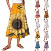Womens Maxi Skirt Drawstring High Waisted Summer Long Skirts Lightweight Tiered Flowy Floral Pleated Skirts