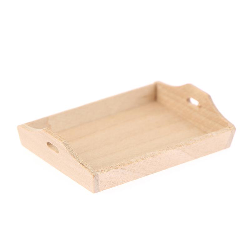 1:12 Dollhouse Miniature Wooden Plate Simulation Tray Model For Doll House Decor