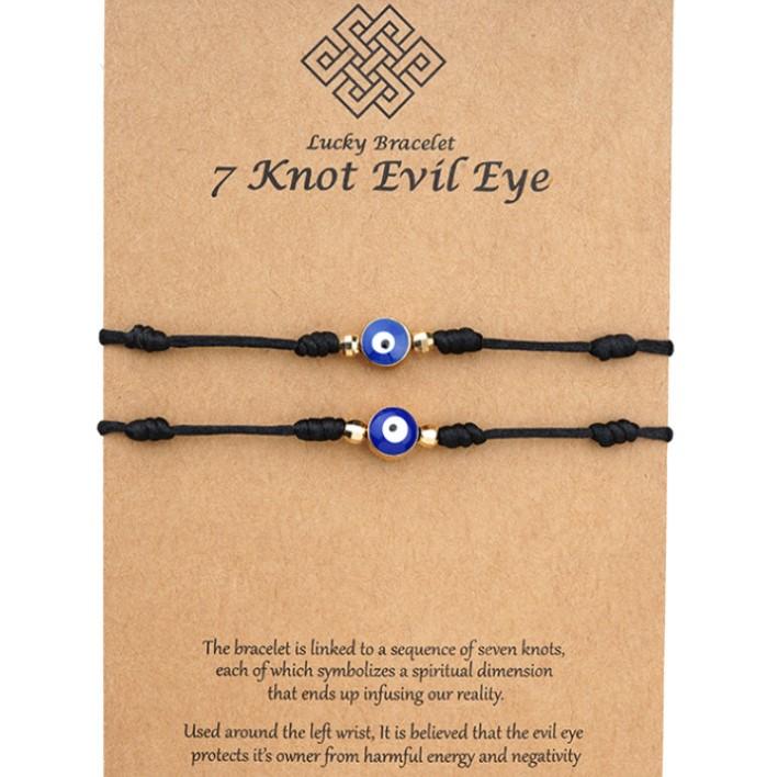 New Creative Hot Selling Lucky Red String Demon Eye Bracelet Adjustable Ethnic Evil Eye Bracelet with Card чёрный