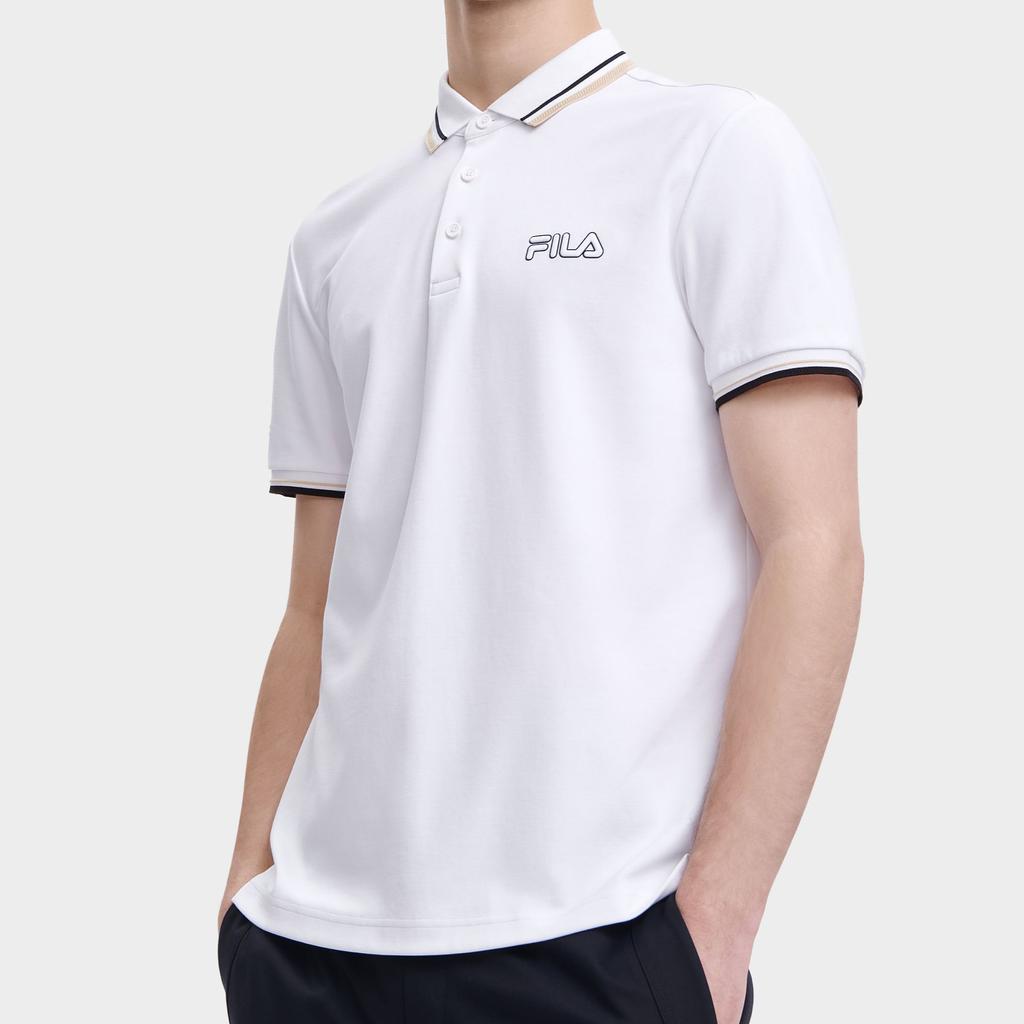 Fila Letter Logo Printed Short Sleeve Polo Shirt Men Polo Shirts White F11M328119FWT