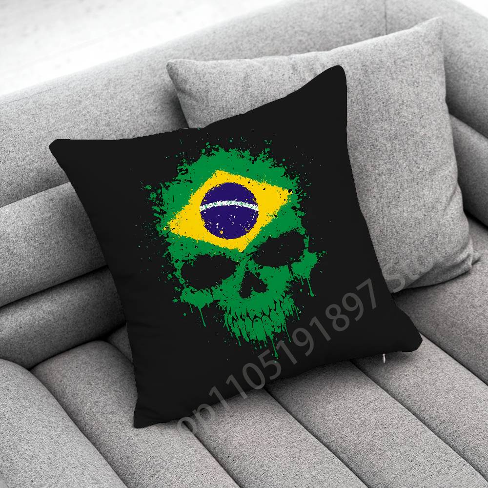Rio De Janeiro Brazil Flag Map Passport Throw Pillow Case For 45x45cm 40x40cm 50x50cm 30x30cm Square Car Pillowcase Shell