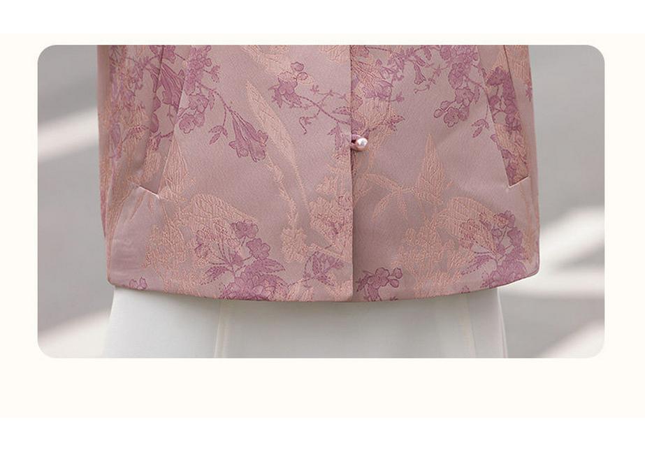 Mother's Day 2026 Elegant Floral Jacket for Middle-Aged Women - Fashionable Round Neck Top