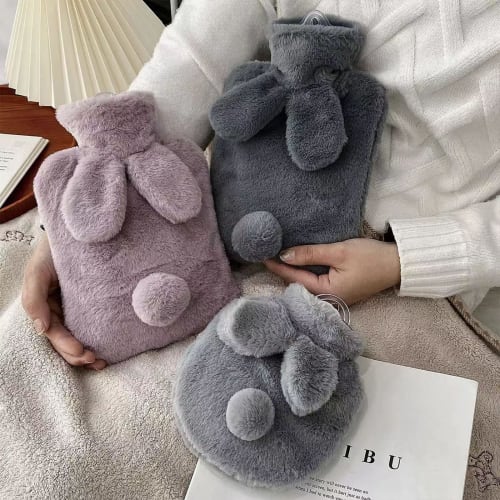 Kaaipee 300ml Mini Hot Water Bottle with Cute Cover, Eco-Friendly, Refillable, Small, Cold Weather Item, Cold Protection, Fatigue Relief, Perfect for