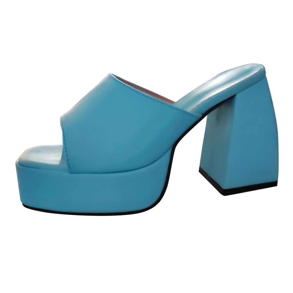 Módní dámské boty Křížové otevřené špičky Dámské pantofle na silné podrážce Nazouvací Čtvercový podpatek Sandály na vysokém podpatku