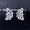 Cute Female White Zircon Stone Silver Color Stud Earrings Lovely Bridal Wedding Jewelry For Women