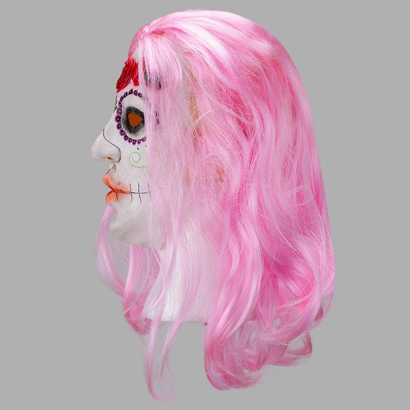 Halloween mask, latex headgear, pink hair mask, role-playing, bar, dance party, performance show COS