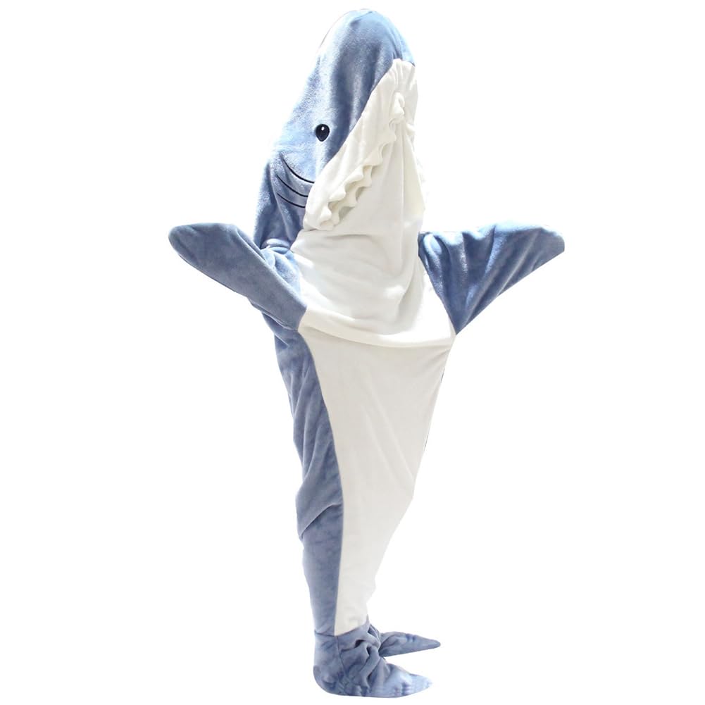 

Адетина Спальный мешок Кигуруми Акула для взрослых и детей, Милое и пушистое одеяло Акула (Размер M)