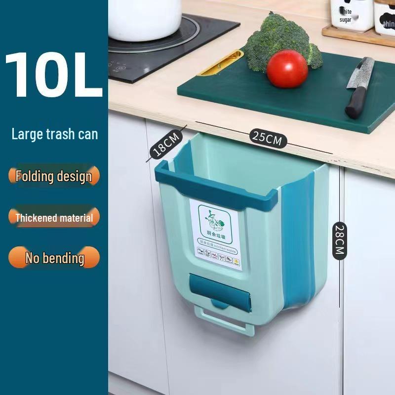 Large Wall-Mounted Folding Kitchen Trash Can for Cabinet Doors
