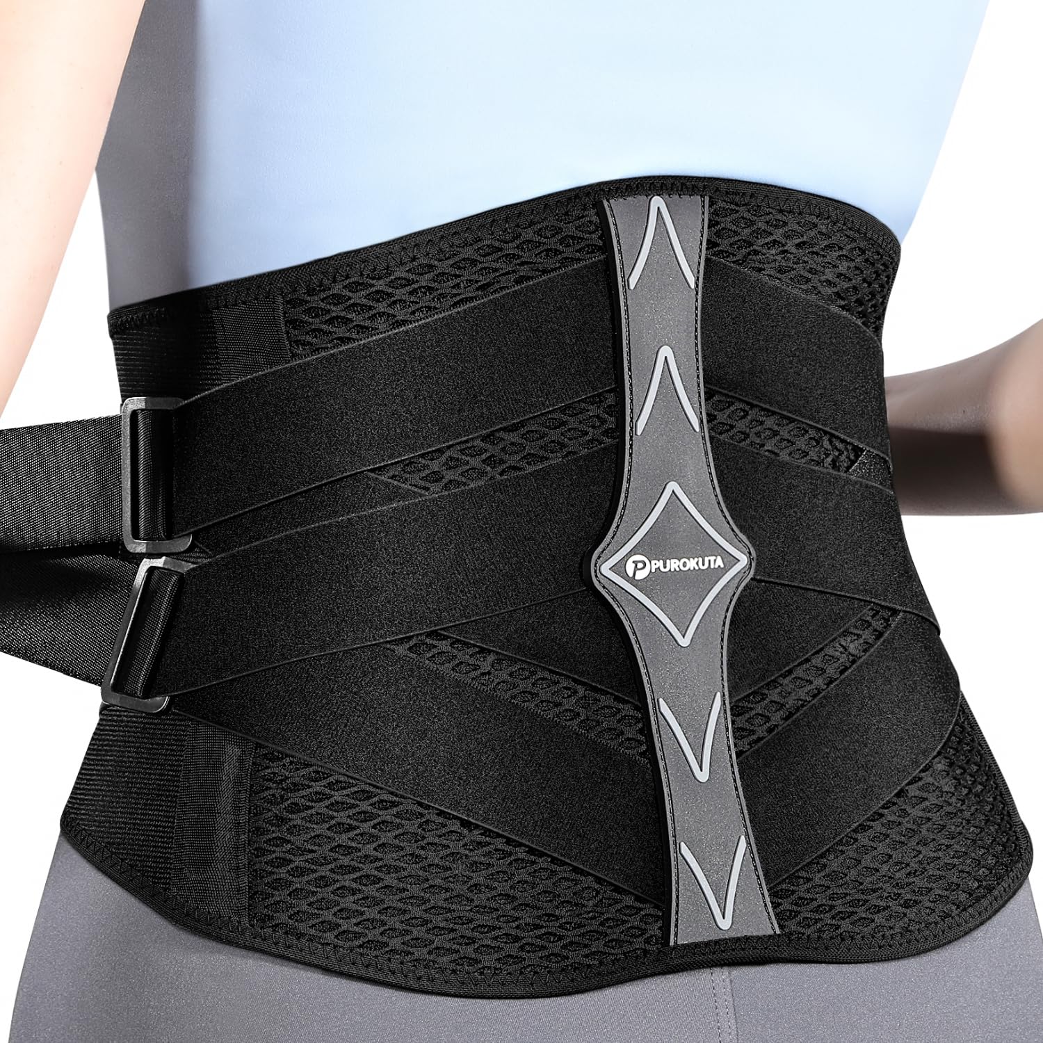 

[New Patented Product] PUROKUTA Lumbar Support Belt for Lower Back Pain [Recommended by Therapists] Unisex Lumbar Corset with 3D Biomechanical Support