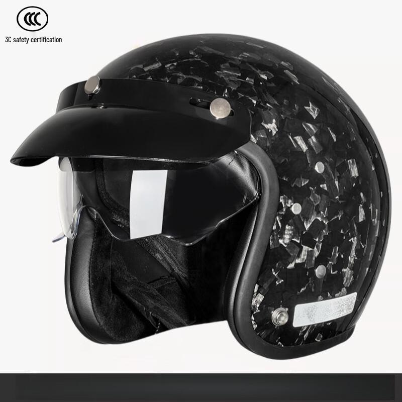 Startus Carbon Fiber 3/4 Motorcycle Half Helmet