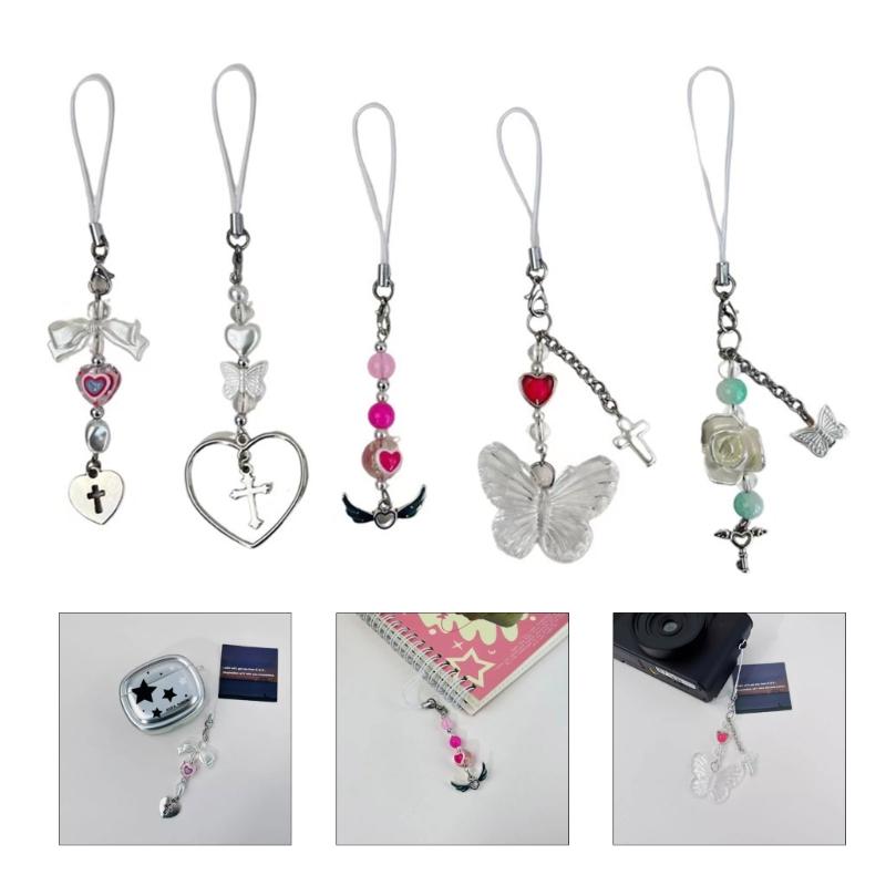 Y2K Style Phone Pendant Cute Shape Keychain Bag Pendants Keyring Sweet Fashion Accessories Acrylic Phone Charm for Phone