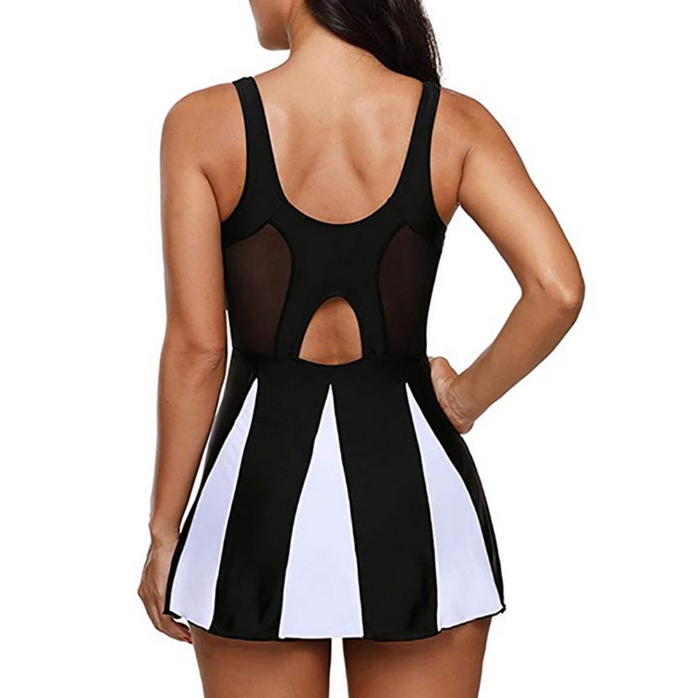 Bikini One-piece Swimsuit Women's Sexy Mesh Plain Splicing Boxers Conservative Skirt Swimsuit New