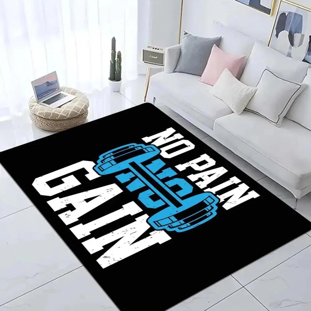 No Pain No Gain Print Carpet GYM Floor Mat Bathroom Anti slip Doormat Absorb Water Long Strip Kitchen Cushion Home Welcome Rugs