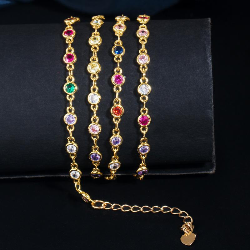 WWJ høy kvalitet rund regnbue Cubic Zirconia langkjede halskjede