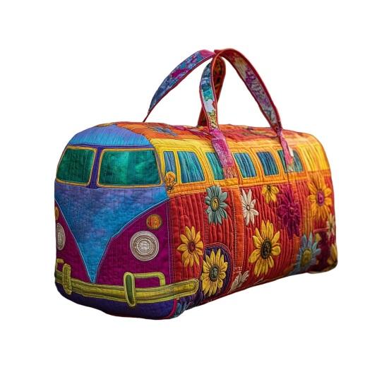 

Gym Bag Tree Pattern Bus Design Quilted Duffel with Adjustable Strap Sturdy Handle L