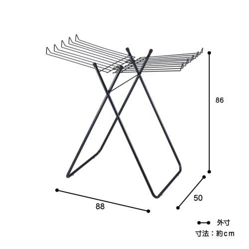 Belca DI-TH02BK Towel Rack, Holds 10 Towels, 88cm Wide X 50cm Deep X 86cm High, Matte Black, Foldable, Compact, Lightweight, Towel Stand, Indoor Use F