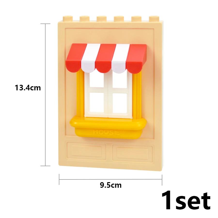 Big Size Building Blocks House Furniture Assemble Wall Fence Roof Door Window Construction Large Bricks Toys Compatible Duploes