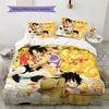 One Piece Luffy & Ace Theme Bedding Set, 1 Duvet Cover & 2 Pillowcases, Suitable for Home Decor, Ideal Gift for Fans
