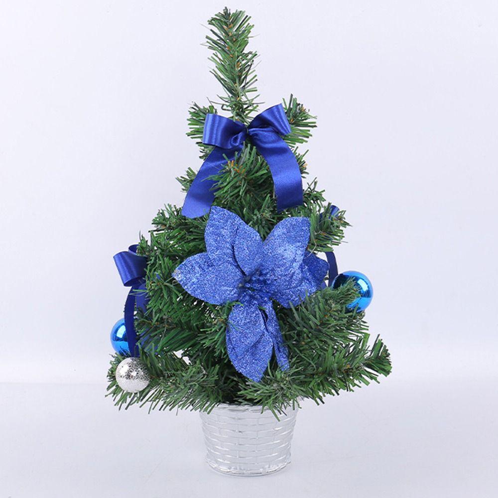 Shiny Christmas Tree Ornaments Colorful Artificial Xmas Pine Tree Festival Desktop Ornaments