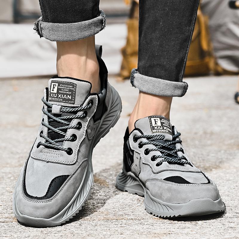 Fashion Casual Shoe Genuine Leather Breathable Comfortable Outdoor Climbing Shoes High Quality Non-Slip Rubber Leisure Thick Sole Sneake