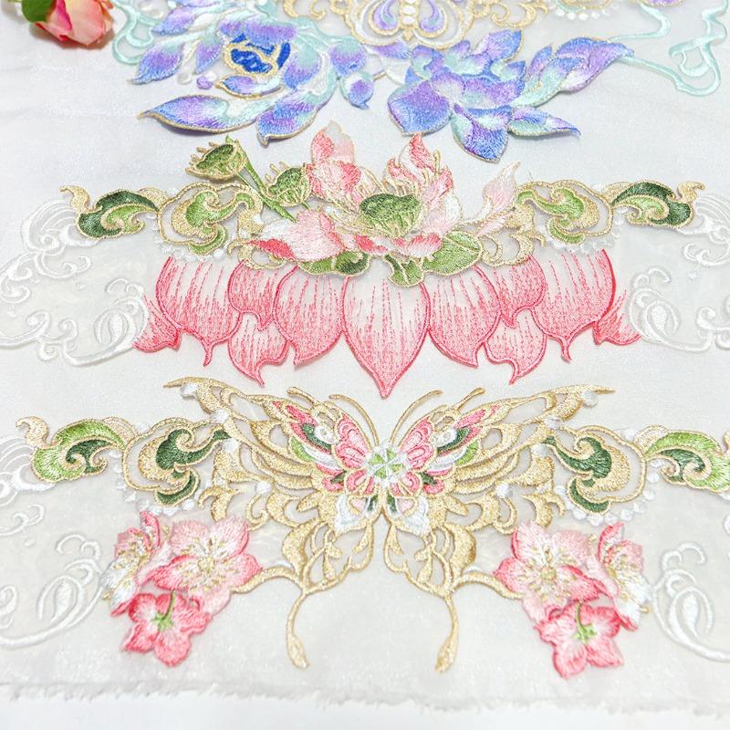 Chinese Style Embroidery Patch Hanfu Cheongsam Decor Trims Collar Waist Lace Shirts Neckline Edge DIY Sewing Accessories
