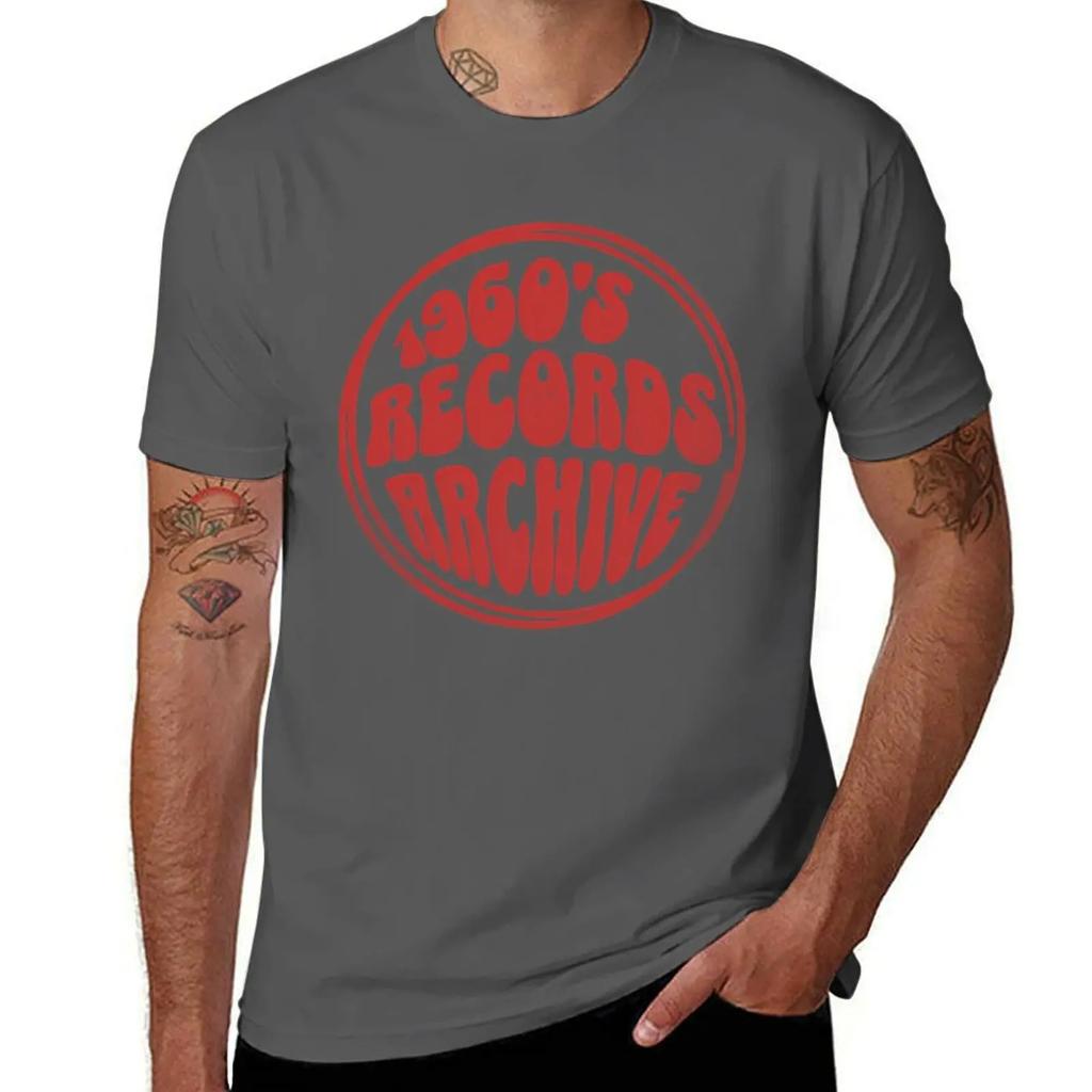 1960S Records Archive TShirt Quickdrying Animal Prinfor Boys Aesthetic Clothing Short Sleeve Tee Men