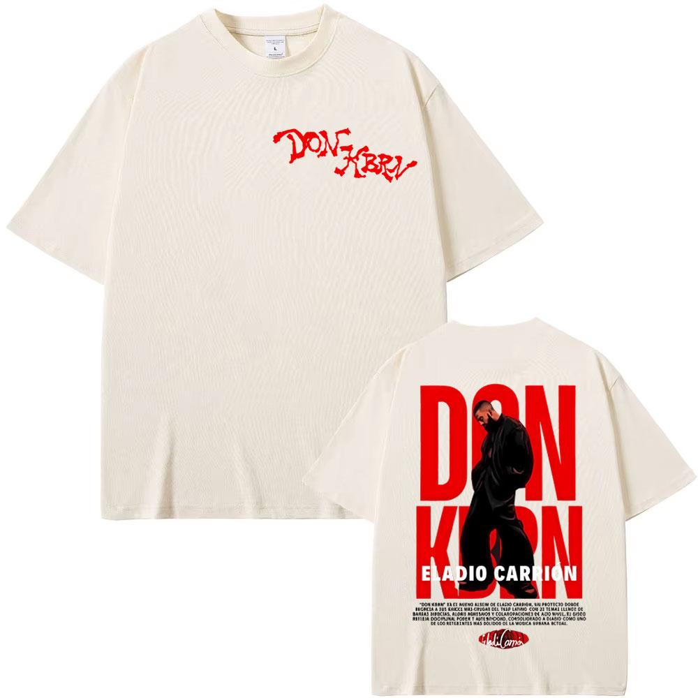 Rapper Eladio Carrion Don Kbrn Album 2025 Tour Print T Shirts Men's Clothing Hip Hop Oversized T-shirt High Quality Cozy T Shirt