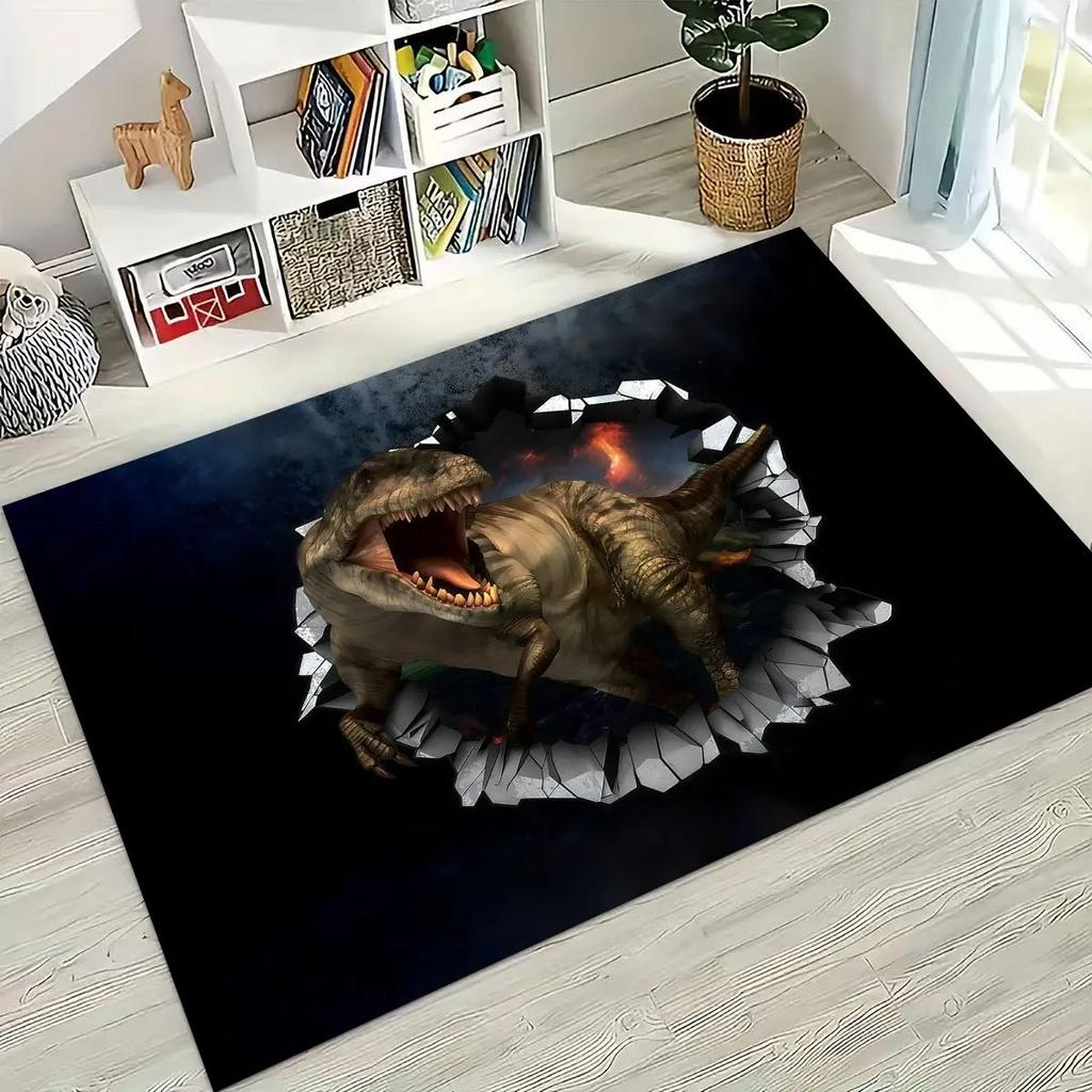3D Dinosaur Ocean Carpet Mat Rug Illusion Effect Home Decoration Non-slip Kids Room Visual Impact Floor Mat with Dolphin Design
