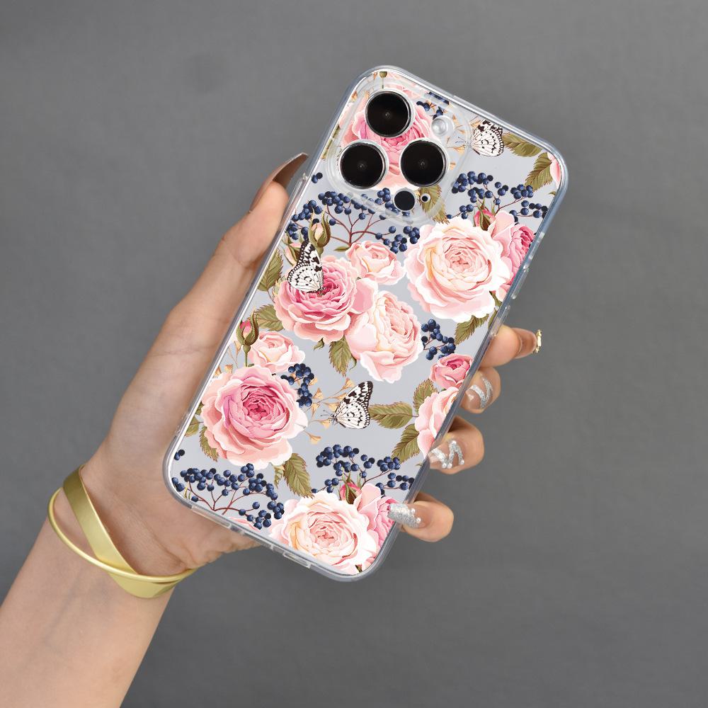 

Чехол для iPhone 15 с рисунком розы, линзой и защитой от падения iPhone 7/8/SE2/SE3