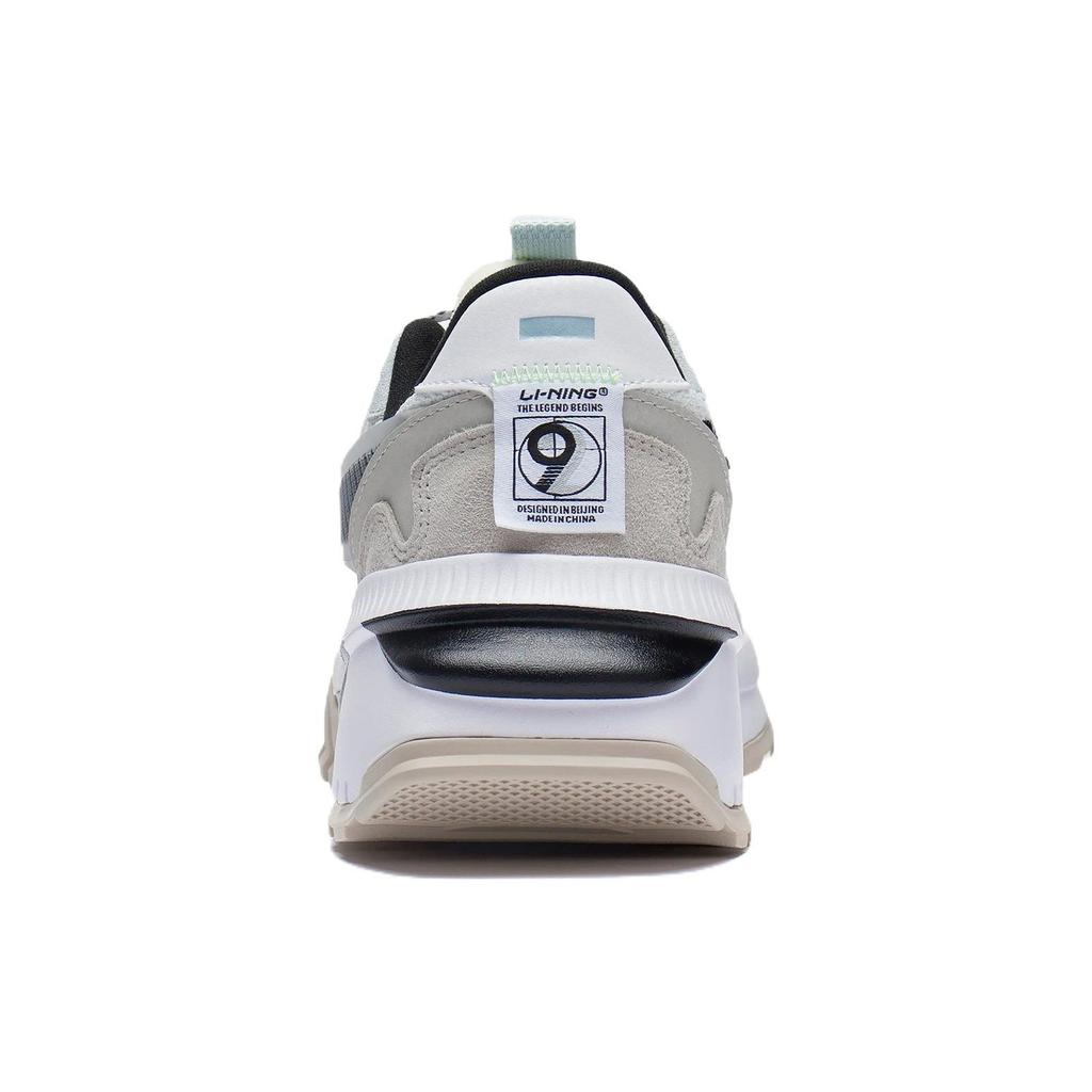 Li Ning Fangyuan Evo Fabric Synthetic Leather Retro Non-Slip Wear-Resistant Reflective Low-Top Running Shoes Men Sneakers White Gray AGCS163-3