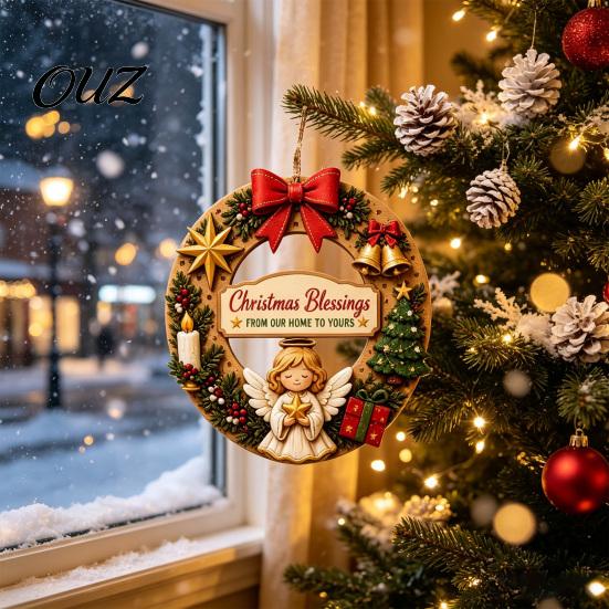 Seasonal Garden Window Hanging Interchangeable Wooden Christmas Wreath, 12 Pcs Front Door Plaque, DIY Wreath for Handmade Pattern Wall, Fireplace,