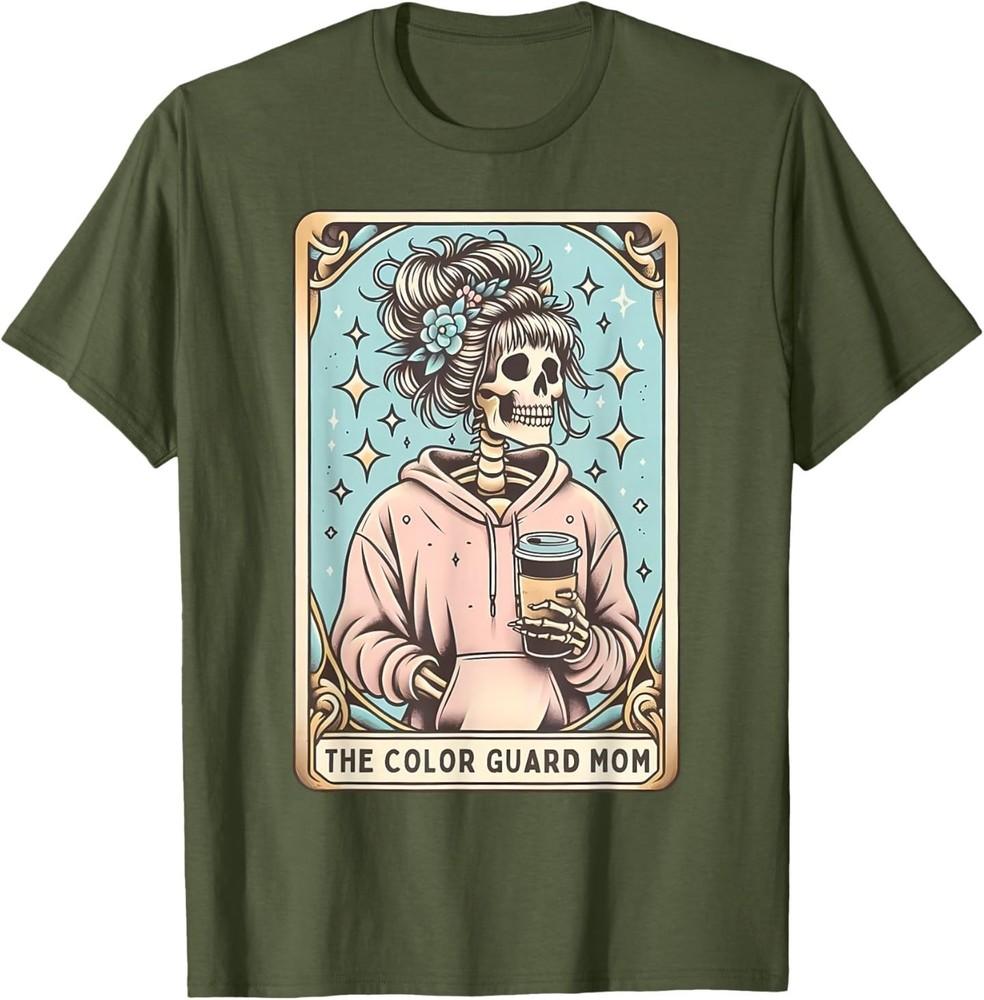 Color Guard Mom Tarot Card Skeleton Guard Mama Marching Band T-Shirt L