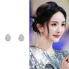 Zircon water drop earclips fashionable simple light luxury earrings women's niche unique cold wind temperament earrings
